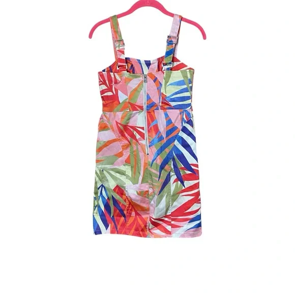 Guess Tropical Palm Print Bodycon Mini Dress Small Summer Vacation Dress - Picture 3 of 5